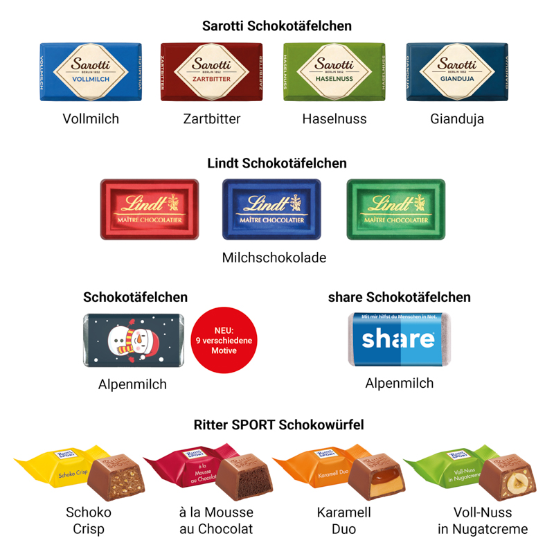 Adventskalender Haus, Alpenmilch-Schokotäfelchen